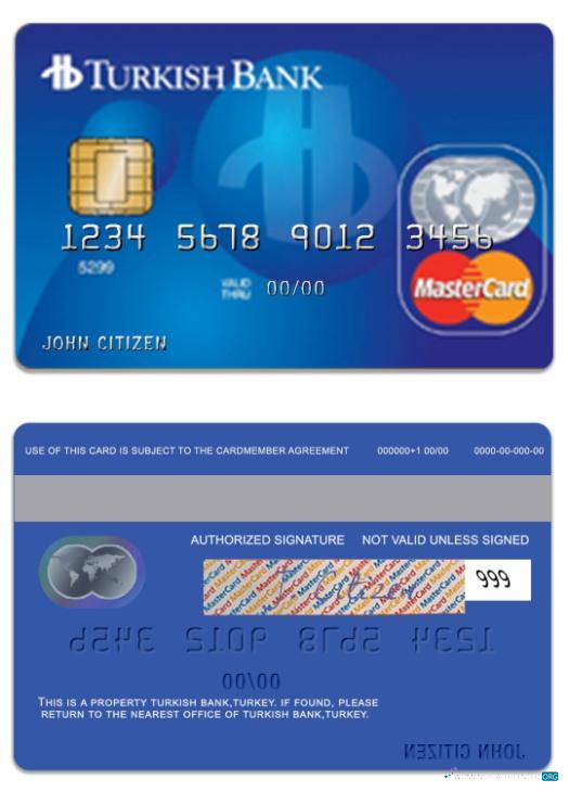 Download Turkey TurkishBank standard mastercard Photoshop template